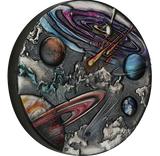 Tuvalu 2024 $5 Universe Starry Sky and Planets 5oz .9999 Antiqued Silver Coloured Coin