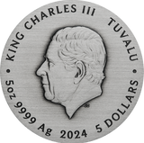 Tuvalu 2024 $5 Universe Starry Sky and Planets 5oz .9999 Antiqued Silver Coloured Coin