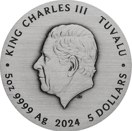 Tuvalu 2024 $5 Universe Starry Sky and Planets 5oz .9999 Antiqued Silver Coloured Coin