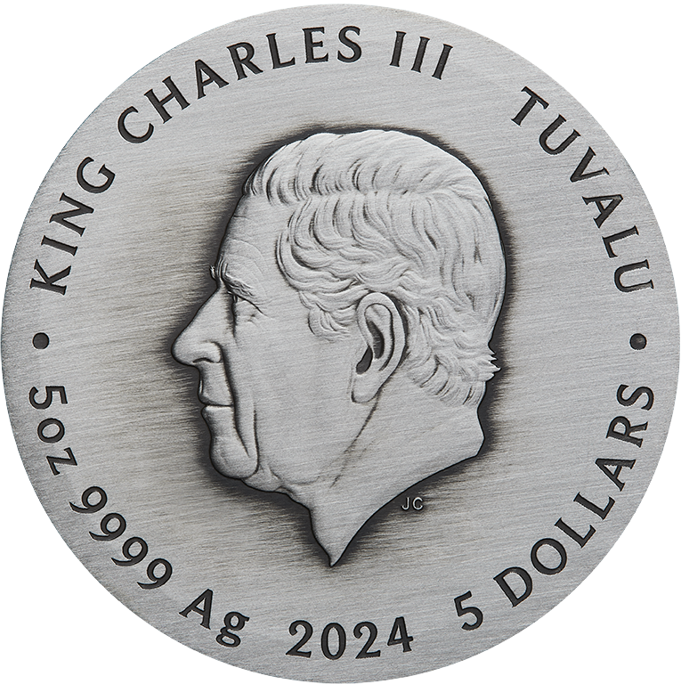 Tuvalu 2024 $5 5oz Chinese Ancient Inventions .9999 Silver Antiqued Coloured Coin