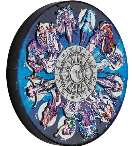 Tuvalu 2025 $5 Zodiac Signs and Goddesses 5oz 99.99% Silver Antiqued Coloured Coin 388 Made
