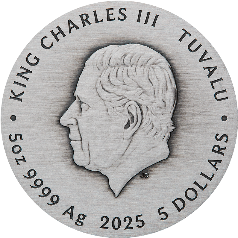 Tuvalu 2025 $5 Zodiac Signs and Goddesses 5oz 99.99% Silver Antiqued Coloured Coin 388 Made