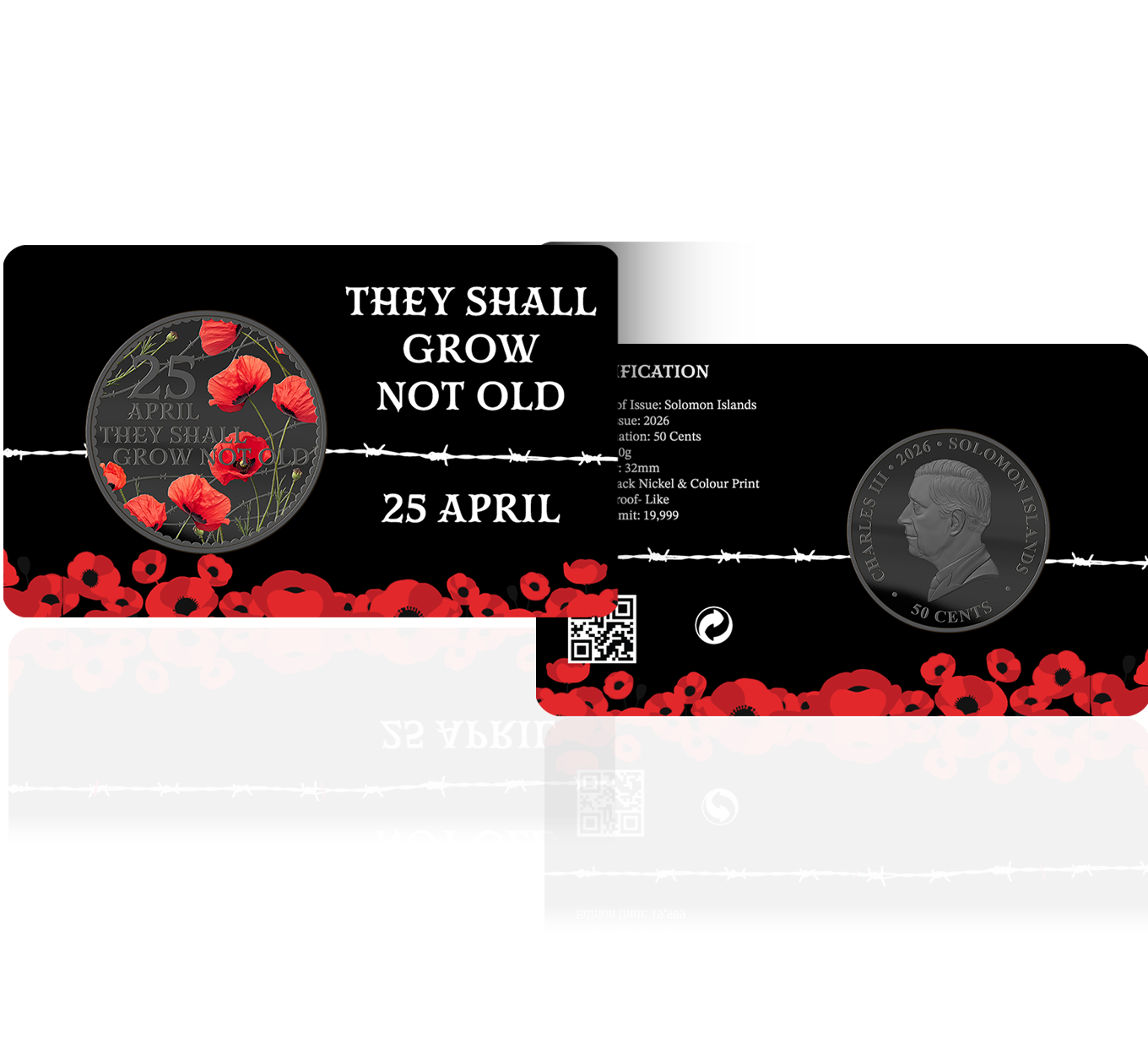 Solomon Islands 2026 50 Cents They Shall Grow Not Old Limited Edition Red Poppy Back and Front