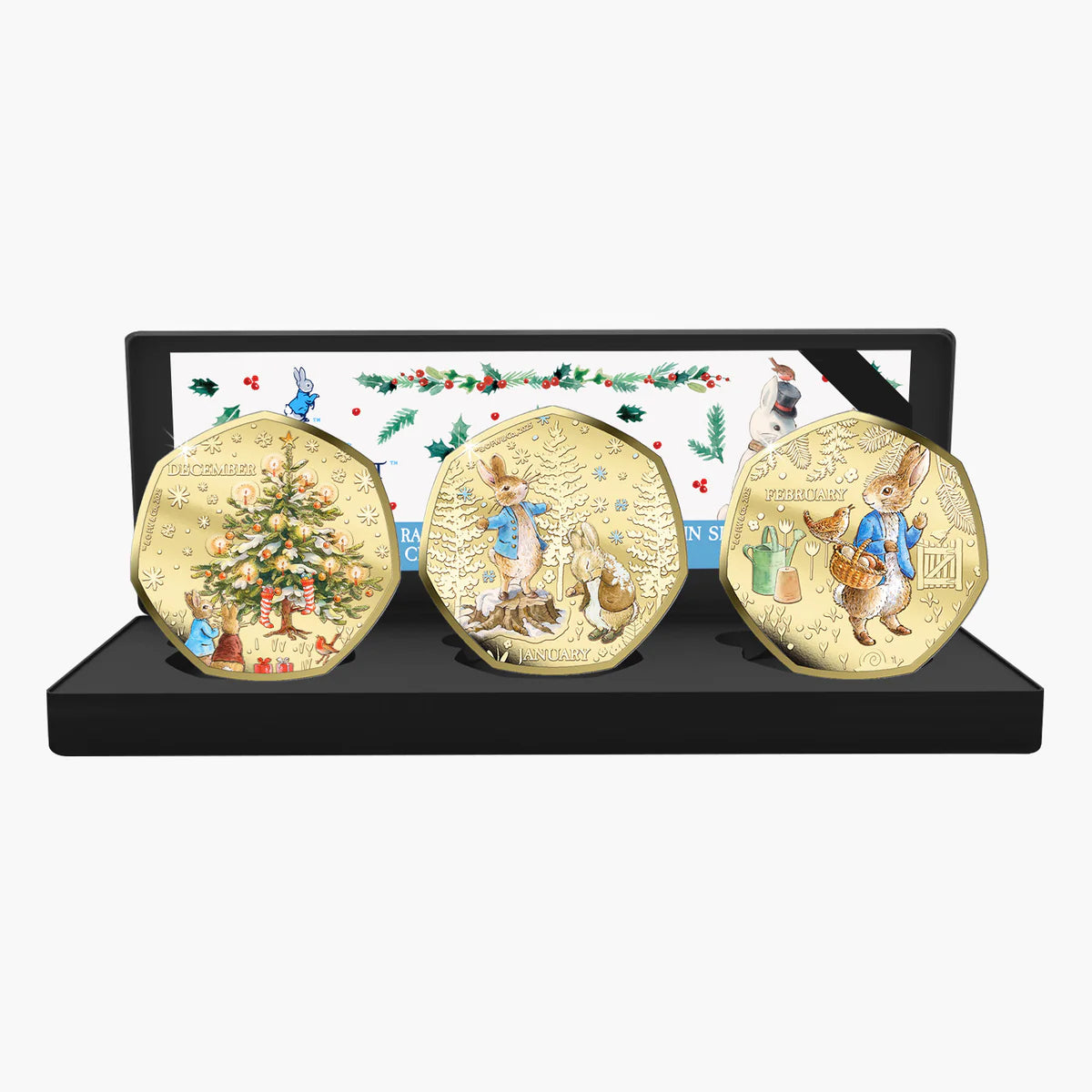 Solomon Islands 2026 50 Cents PETER RABBIT TALES OF WINTER 24 Karat Gold Plating Proof-like Limited Edition Reverse x 3 Coins and case