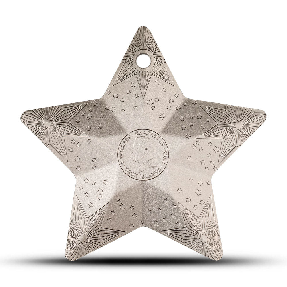 2024 Cook Islands $5 STARRY SKY Christmas Ornament  1 oz .9999 Silver