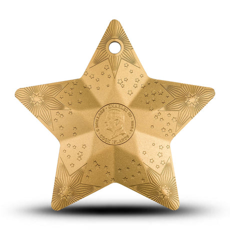2024 Cook Islands $5 STARRY SKY Christmas Ornament  1 oz .9999 Silver Gilded