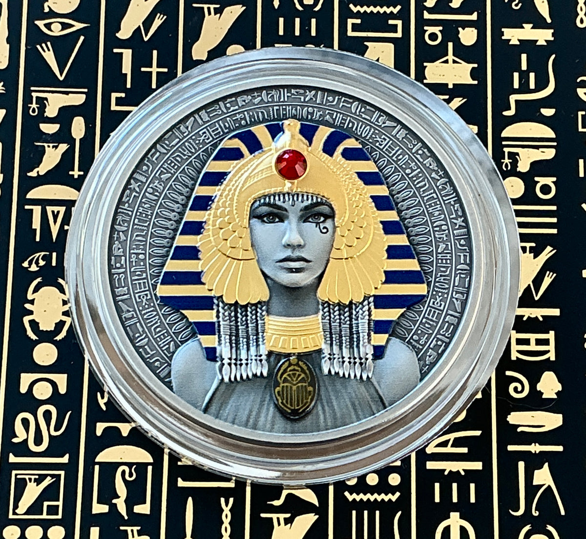 Niue 2025 $5 CLEOPATRA 2 Oz .999 Selectively Gold Plated Antique Silver Coin