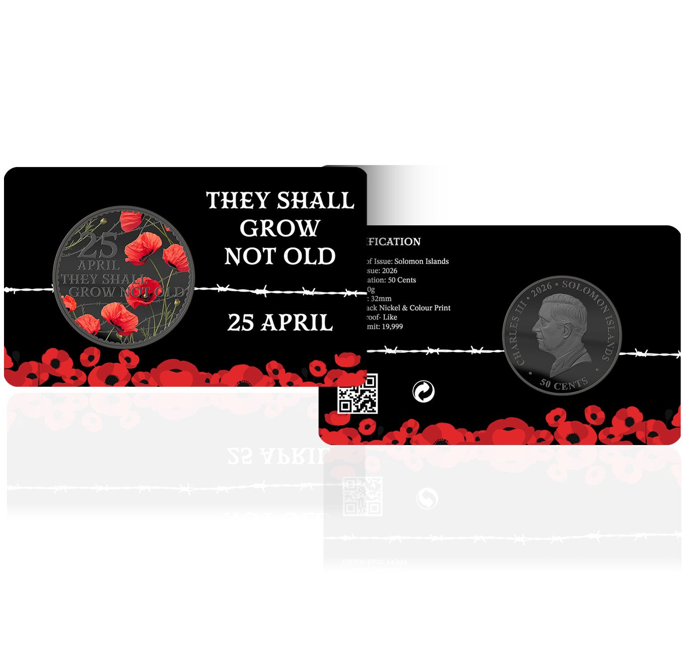 Solomon Islands 2026 50 Cents They Shall Grow Not Old Limited Edition Red Poppy Back and Front 2