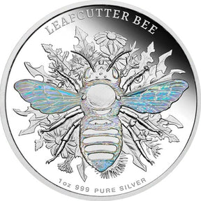 Niue 2026 $2 Australian Native Bees LEAFCUTTER BEE 1 oz Silver Proof Hologram Coin Reverse