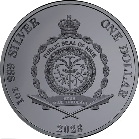 Niue 2023 $1 Australia at Night Flying Fox 1oz .999 Silver Black Proof 1000 Mintage