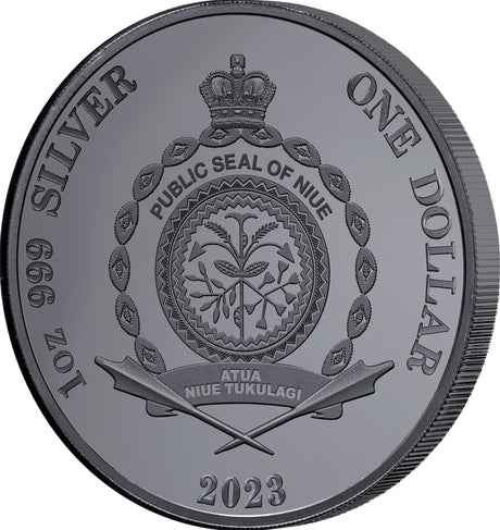 Niue 2023 $1 Australia at Night Flying Fox 1oz .999 Silver Black Proof 1000 Mintage