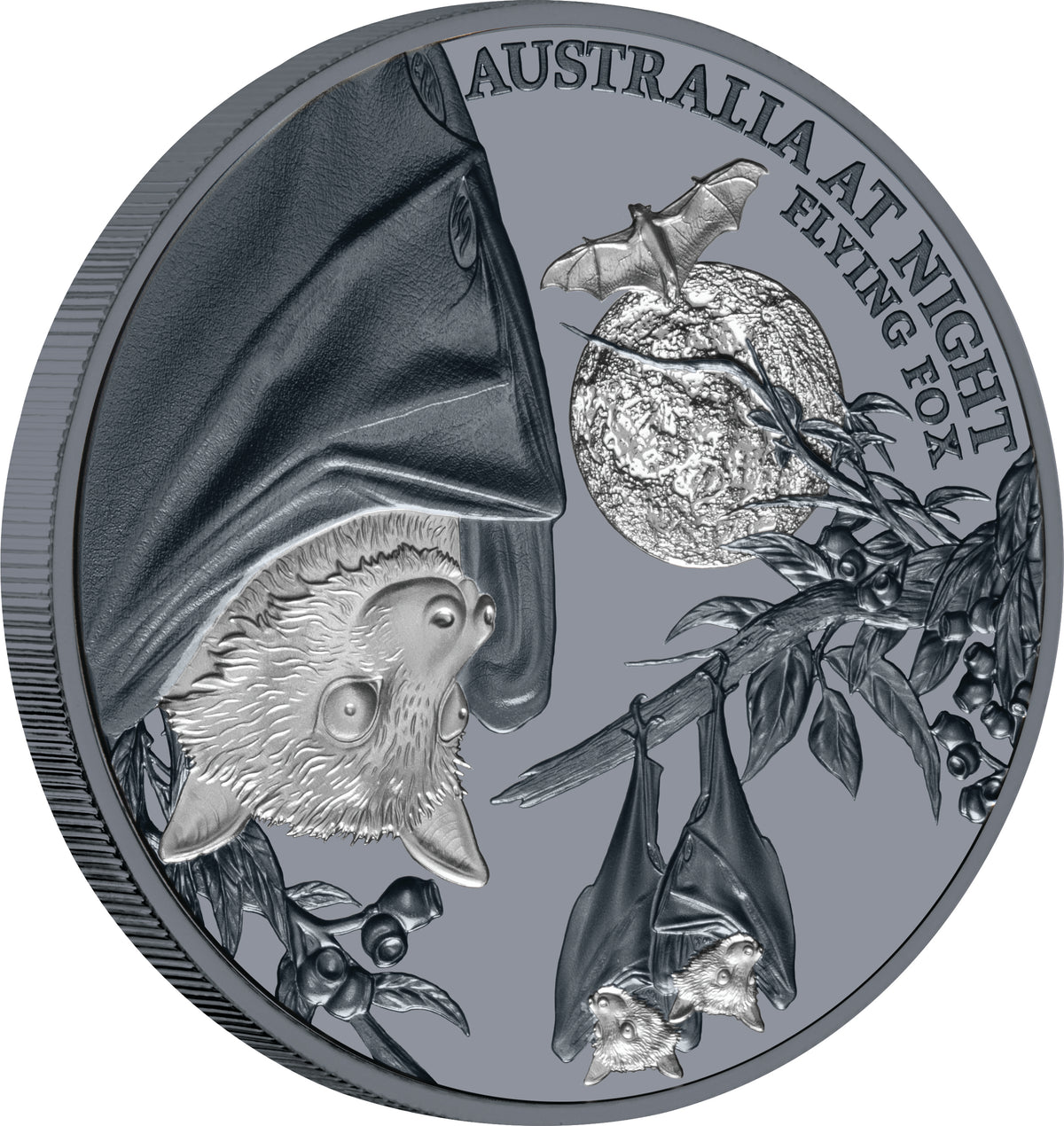 Niue 2023 $1 Australia at Night Flying Fox 1oz .999 Silver Black Proof 1000 Mintage