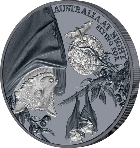 Niue 2023 $1 Australia at Night Flying Fox 1oz .999 Silver Black Proof 1000 Mintage