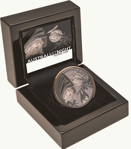 Niue 2023 $1 Australia at Night Flying Fox 1oz .999 Silver Black Proof 1000 Mintage