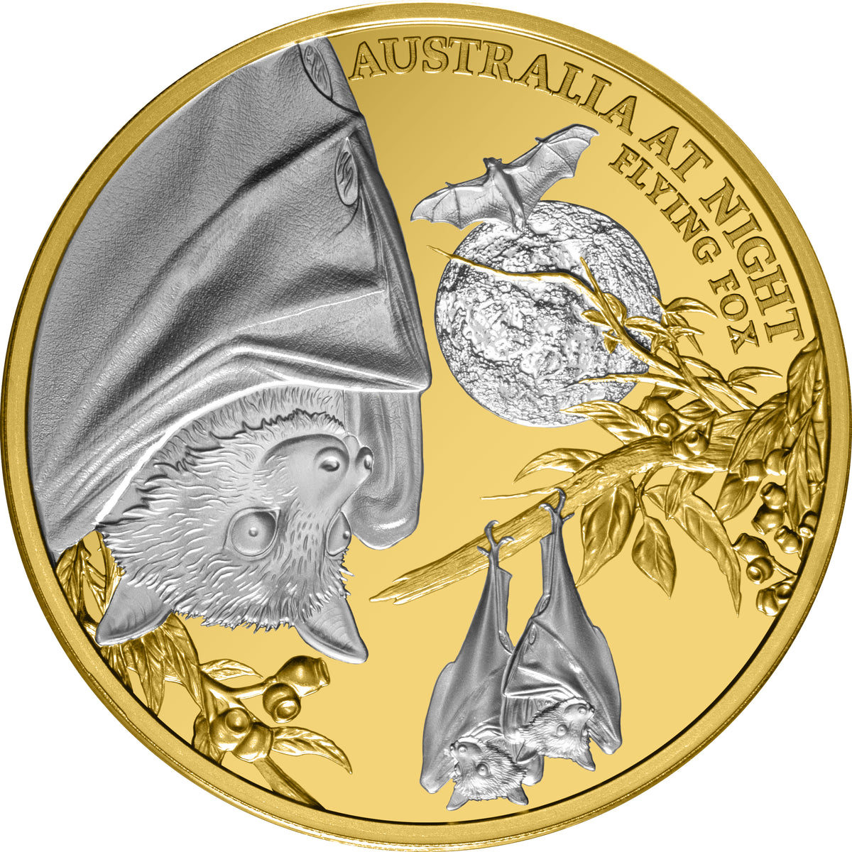 Niue 2023 $1 Australia at Night Flying Fox 1oz .9999 Gold Proof Coin 150 Mintage