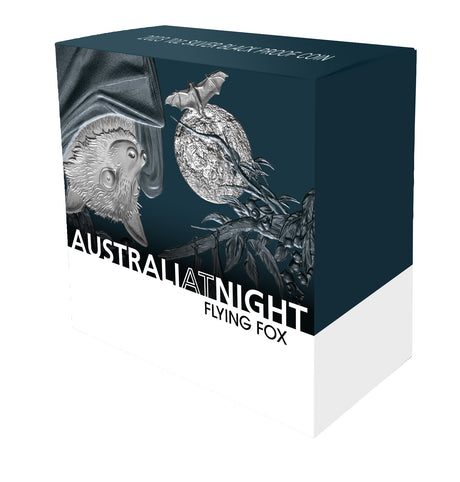 Niue 2023 $1 Australia at Night Flying Fox 1oz .999 Silver Black Proof 1000 Mintage