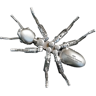 Cameroon 2025 500 Francs CFA MECHANICAL ANT 3D .925 Antique Silver Coin