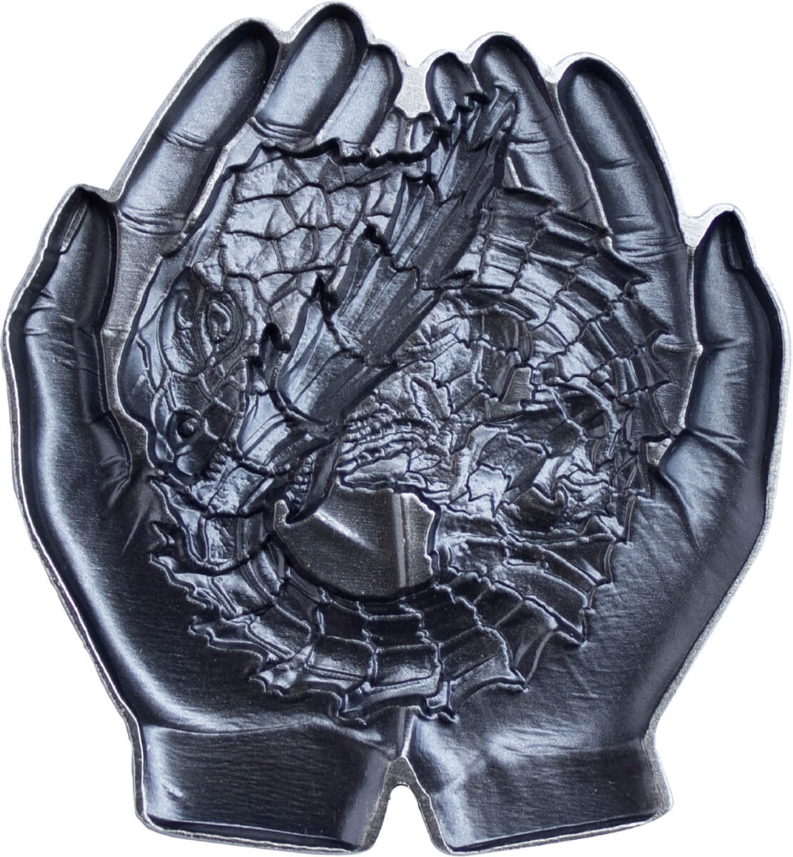 KOMSCO South Korea 2024 Armadillo Girdled Lizard 1 oz .999 Silver Antiqued UHR Stacker Concave