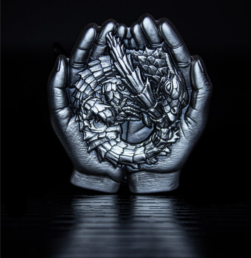 KOMSCO South Korea 2024 Armadillo Girdled Lizard 1 oz .999 Silver Antiqued UHR Stacker Vertical