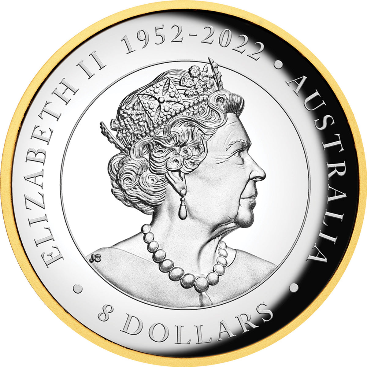 Australia 2023 $8 Australian Wedge-tailed Eagle 5oz .9999 Silver Proof High Relief Gilded Perth Mint Obverse