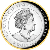 Australia 2023 $8 Australian Wedge-tailed Eagle 5oz .9999 Silver Proof High Relief Gilded Perth Mint Obverse