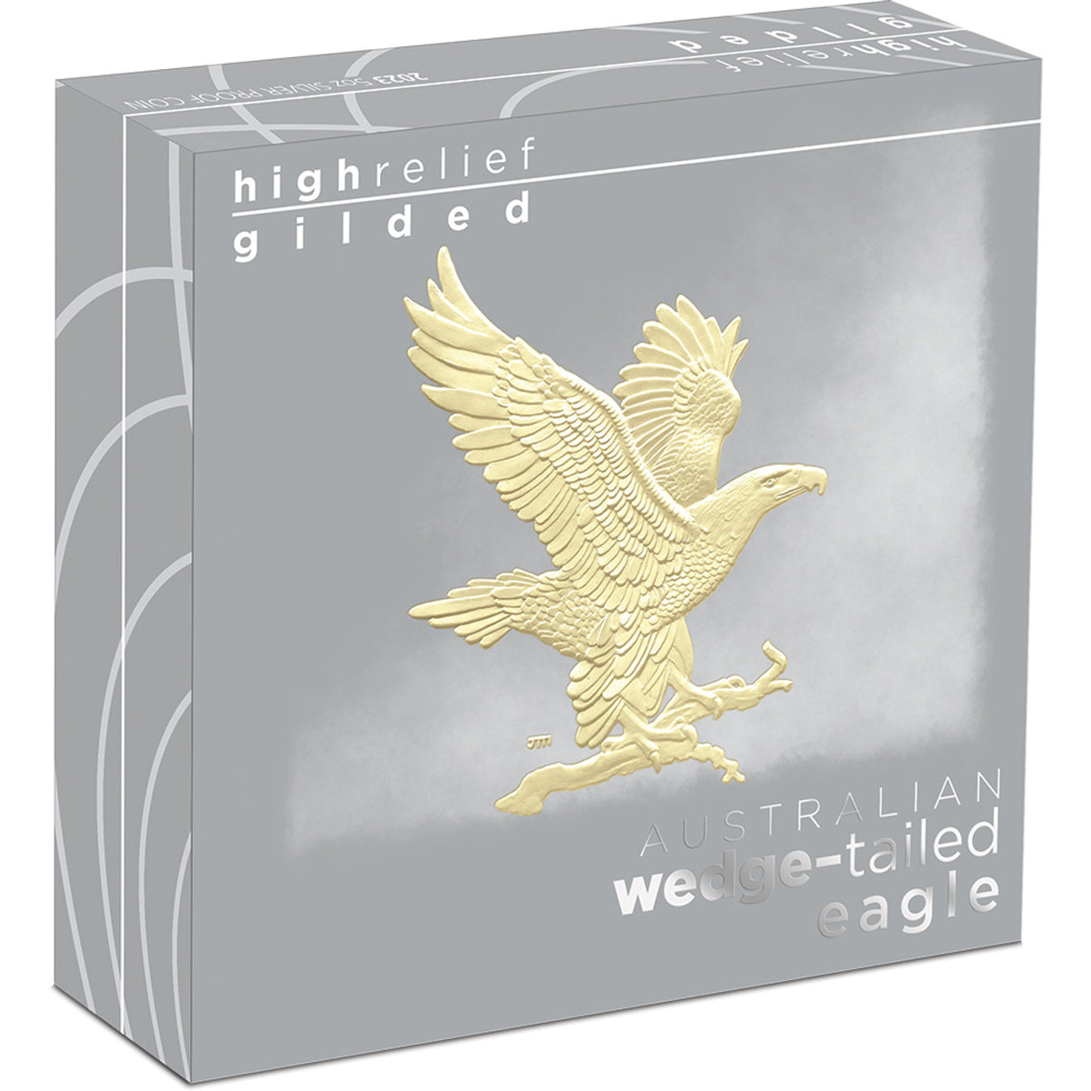 Australia 2023 $8 Australian Wedge-tailed Eagle 5oz .9999 Silver Proof High Relief Gilded Perth Mint Box