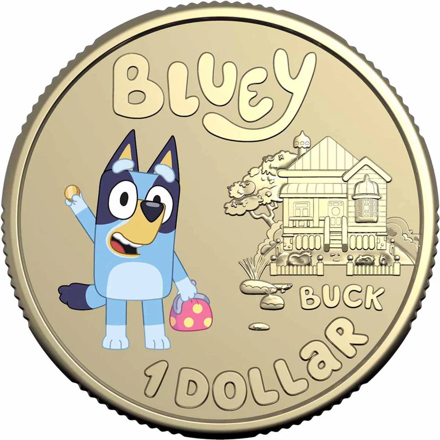 Australia 2024 $1 Bluey Dollarbucks Al-Br Coloured  Uncirculated Coin Reverse