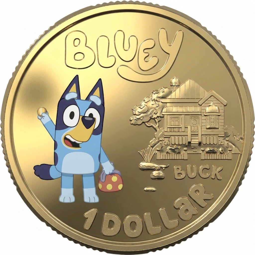 Australia 2024 $1 Bluey Dollarbucks Al-Br Coloured  Uncirculated Coin Reverse 