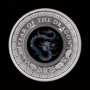 Australia 2024 $1 Lunar Year of the Dragonr Opal 1oz 99.99% Silver Proof Coin Perth Mint Gif of Rotating Coin
