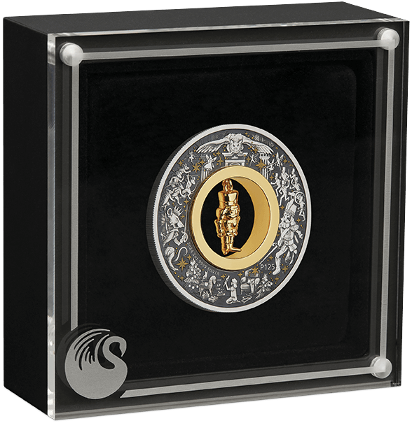 Australia 2024 Christmas Nutcracker silver coin in its clear-lidded Perth Mint display case