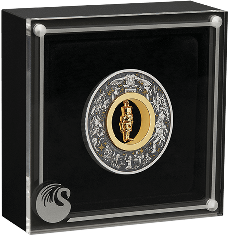 Australia 2024 Christmas Nutcracker silver coin in its clear-lidded Perth Mint display case