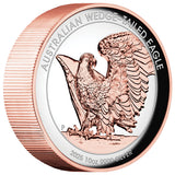 Silver coin with an Australian Wedge-Tailed Eagle design on a white background