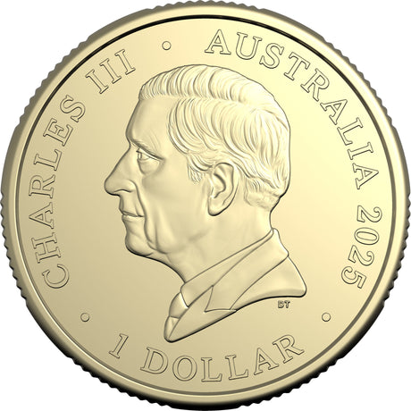 Australia 2025 $1 coin obverse featuring Daniel Thorne’s effigy of King Charles III and the 1 Dollar denomination.