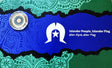 Torres Strait Islander People flag with a star symbol and text on a blue and green background