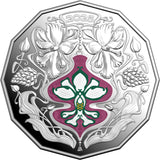 Decorative coin with floral design and '2025' text on a white background