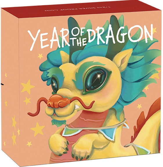Tuvalu 2024 50 Cents Baby Dragon 1/2oz Silver Proof Coloured Coin Shipper Box