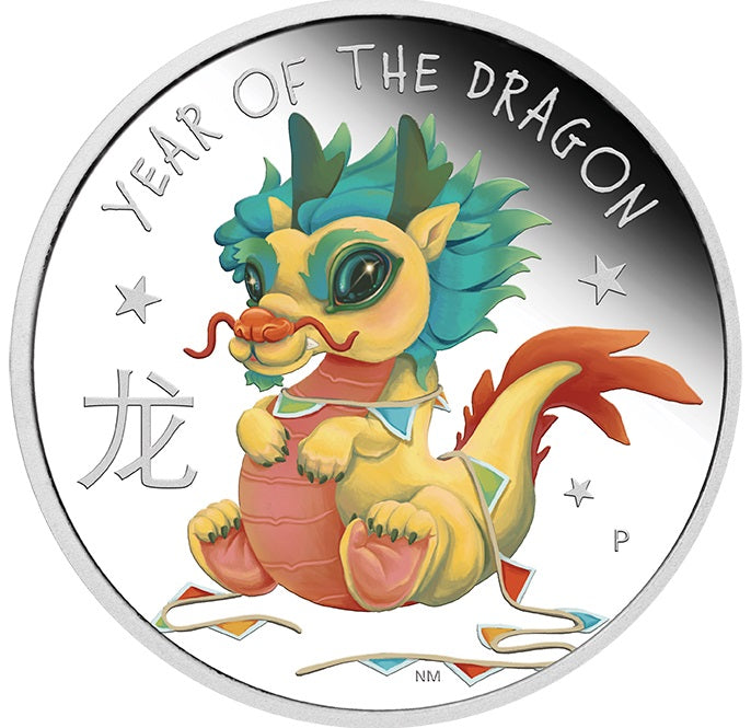 Tuvalu 2024 50 Cents Baby Dragon 1/2oz Silver Proof Coloured Coin Reverse
