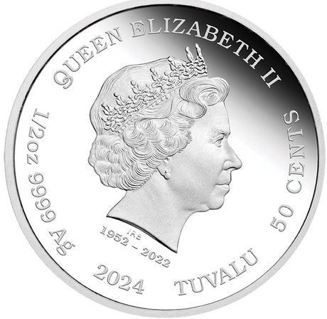 Tuvalu 2024 50 Cents Baby Dragon 1/2oz Silver Proof Coloured Coin Obverse