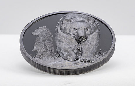 Mongolia 2023 1000 Togrog BROWN BEAR Growing Up 2 Oz High Relief Silver Proof