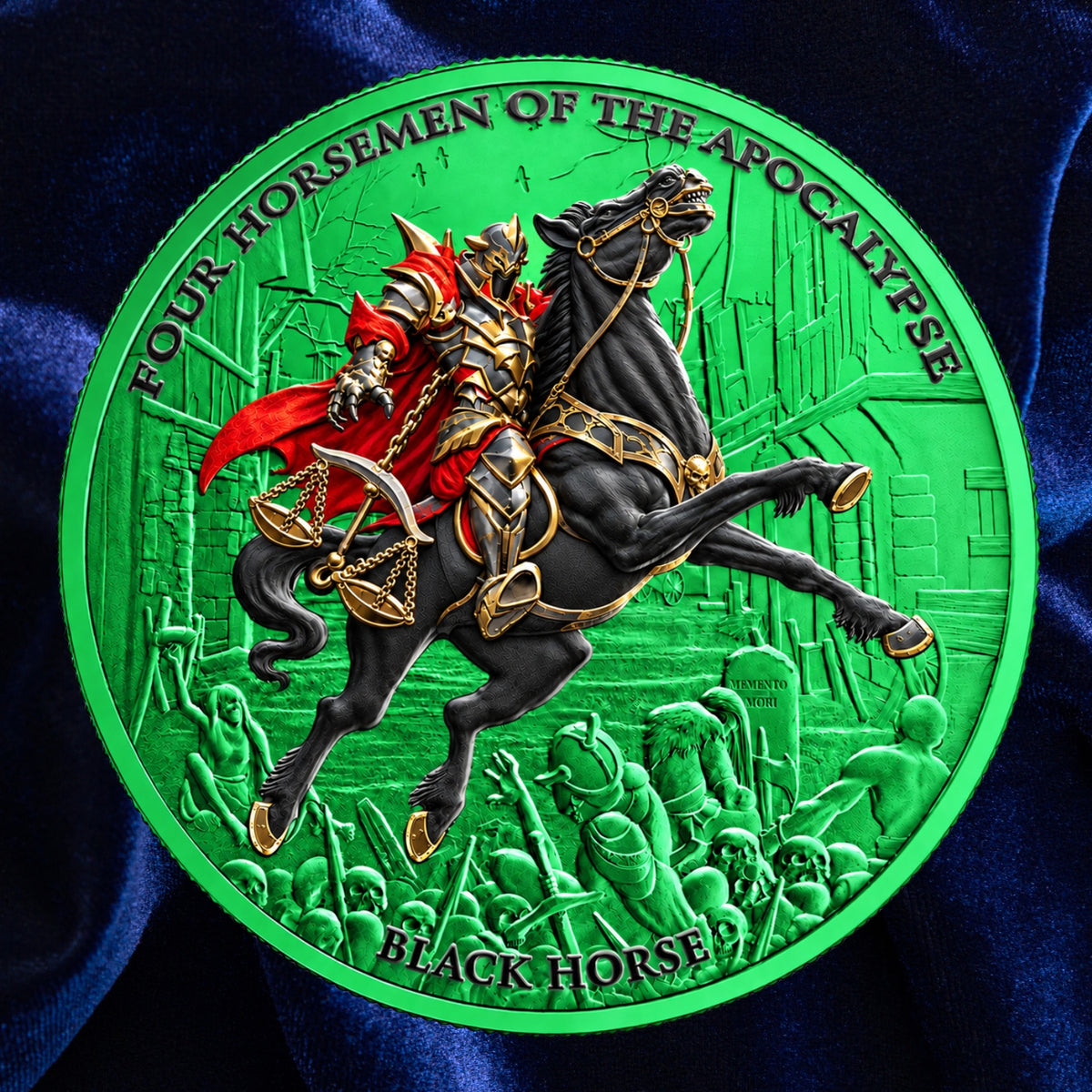 PRE-ORDER Carpathian Mint 2026 5 Thalers Four Horsemen of the Apocalypse Black Horse – Space Green 1 oz .999 Silver Coin