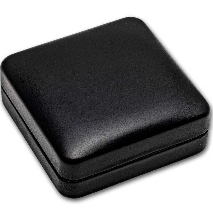 Black square jewelry box on a white background