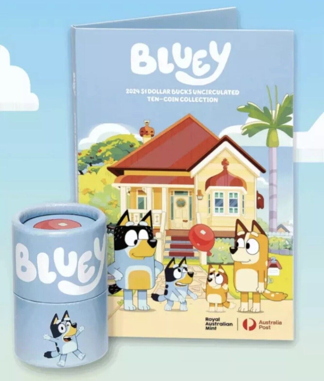 Australia 2024 $1 BLUEY 10-Coin Tube and Folder Set