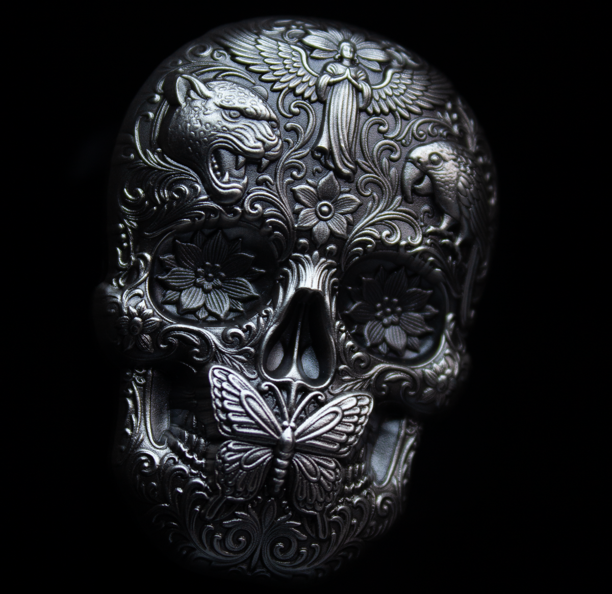 PRE-ORDER South Korea 2026 KOMSCO CALAVERA de PLATA Skull 2 oz .999 Silver Antiqued Stacker