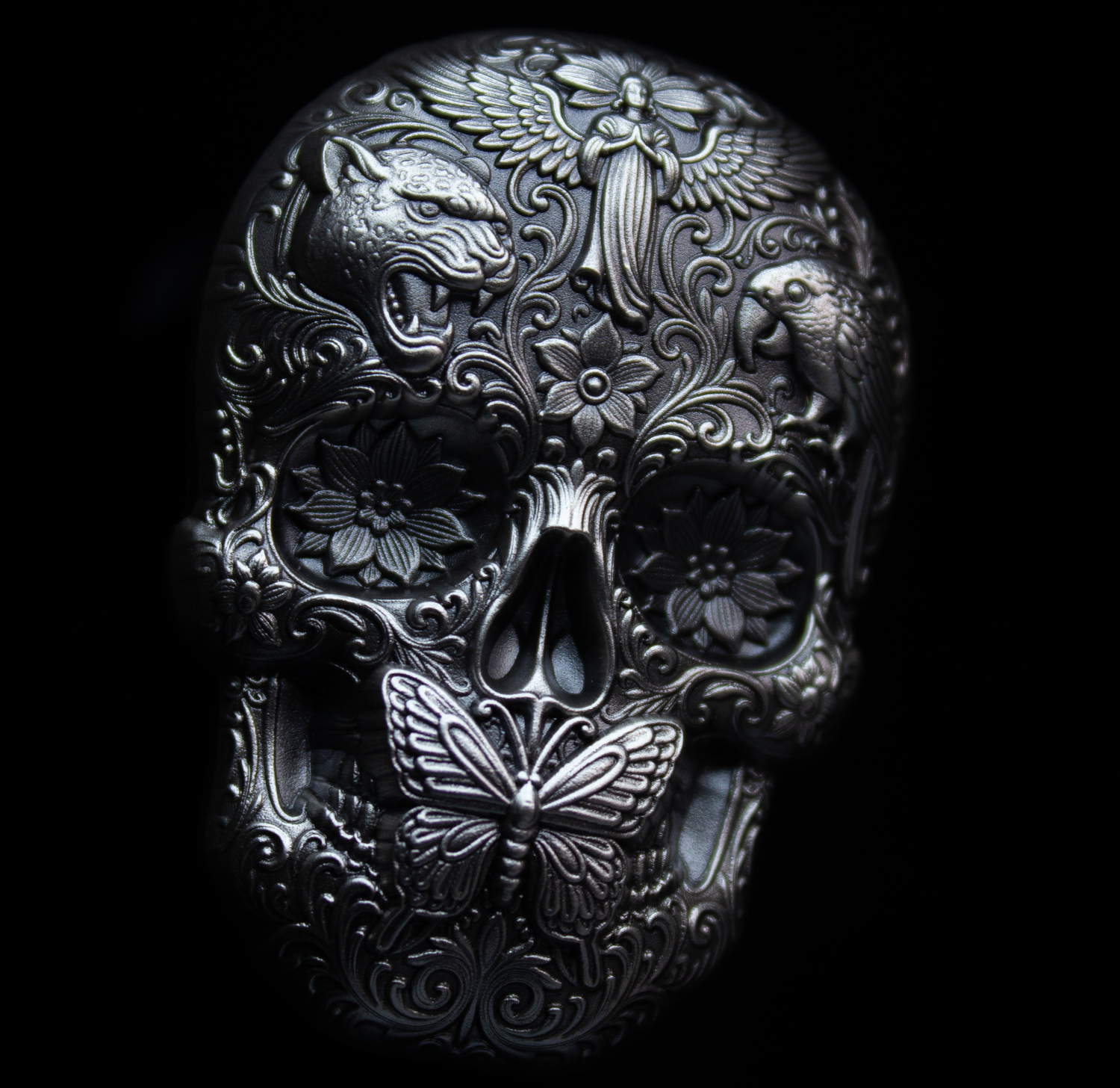 PRE-ORDER South Korea 2026 KOMSCO CALAVERA de PLATA Skull 2 oz .999 Silver Antiqued Stacker