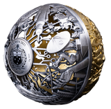 Samoa 2025 $5 NATURE AND TECHNOLOGY 2 Oz .999 Antiqued Silver Filigree Spherical Coin