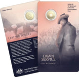 Two carded coins with a commemorative message and coin design on a white background