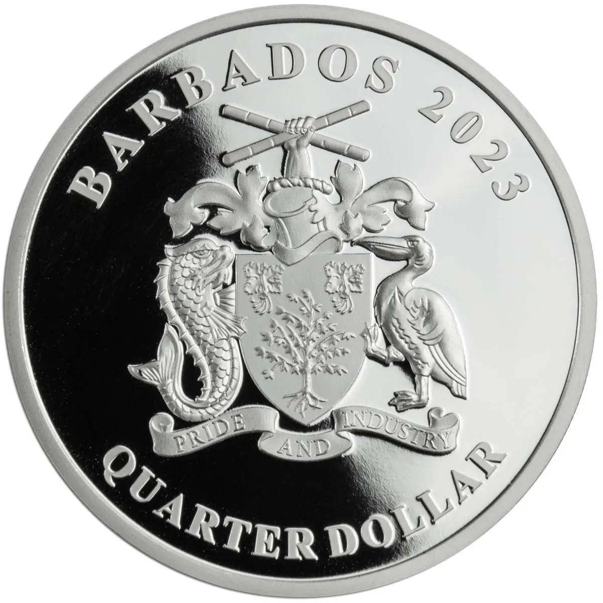Barbados 2023 $1/4 King Charles III Coronation  Silver-plated Prooflike Coin