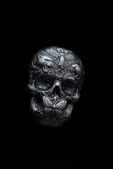PRE-ORDER South Korea 2026 KOMSCO CALAVERA de PLATA Skull Silver Antiqued UHR Stacker