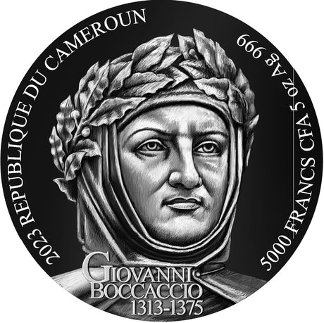 Cameroon 2023 5000 Francs DECAMERON Boccaccio 5 oz Antique Silver Coin