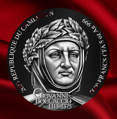 Cameroon 2023 5000 Francs DECAMERON Boccaccio 5 oz Antique Silver Coin